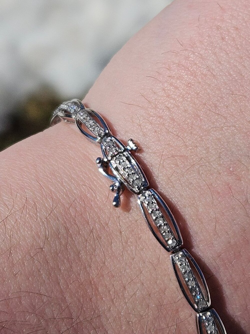 10K White Gold Diamond Link Tennis Bracelet 1.10TCW 7.5 Inches 4mm Wide